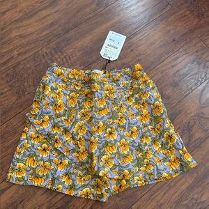NWT ZARA girls flowy floral shorts size 13-14
